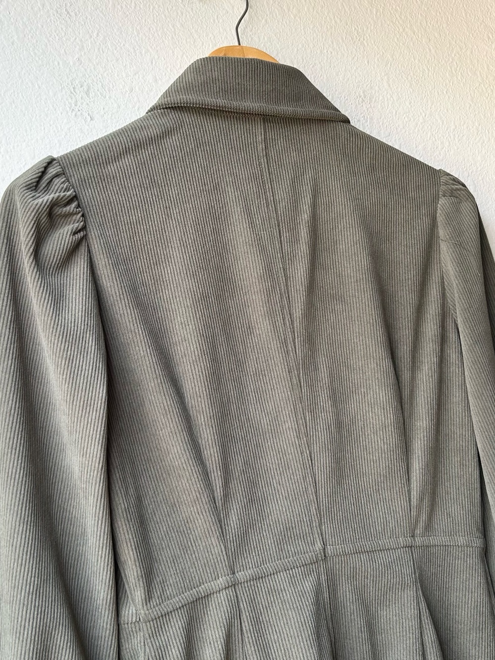 Avec Les Filles Olive Green Mini Dress Button Front Collared Puff Sleeve Sz XS - Picture 8 of 13